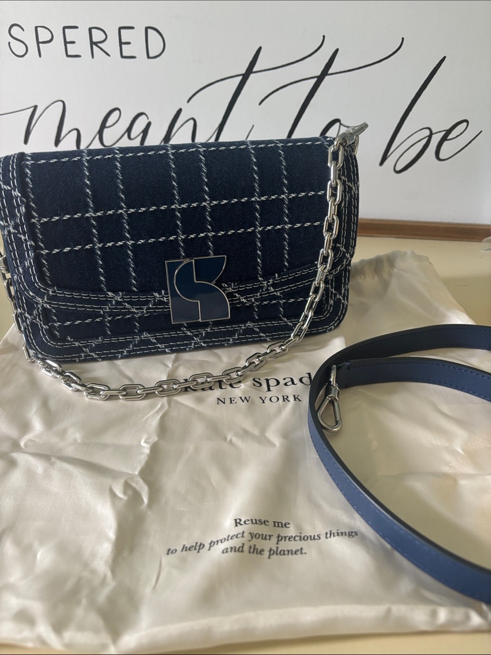 OFFERS WELCOME! Kate Spade New York Dakota Denim Check Crossbody Bag - Picture 9 of 9